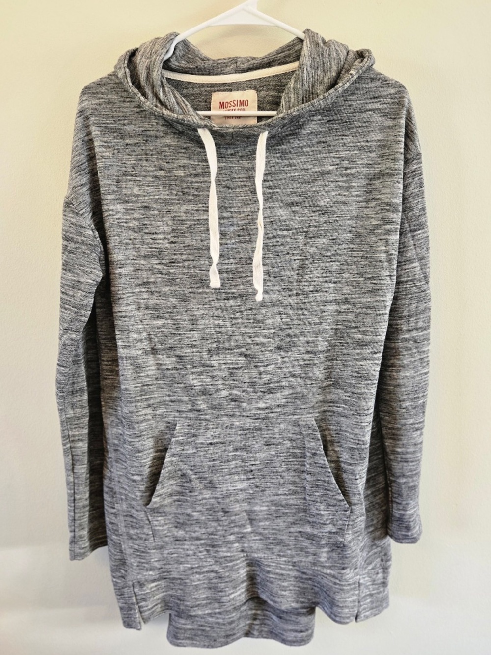 Mossimo Heather Grey Space Dye Tunic Pullover Hoodie Sweatshirt